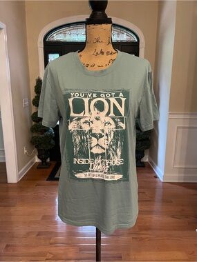 You've Got A Lion Inside Those Lungs Get Up Praise The Lord Green Christian Tee